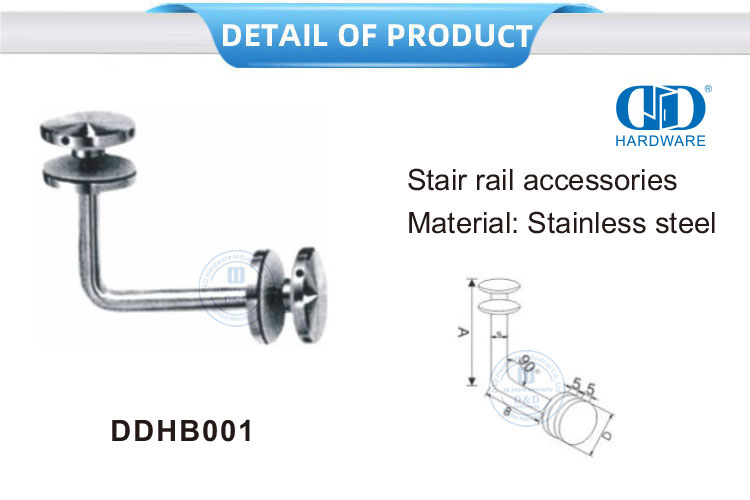 Hersteller Edelstahl-Türbeschlag Glastreppe Balustrade Geländer Handlaufhalterung-DDHB001