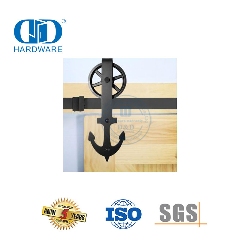 Edelstahl-Tür-Hardware-Schienen-Set, modernes Innen-Massivholz-Schiebetaschentür-Scheunentor-Hardware-DDBD014