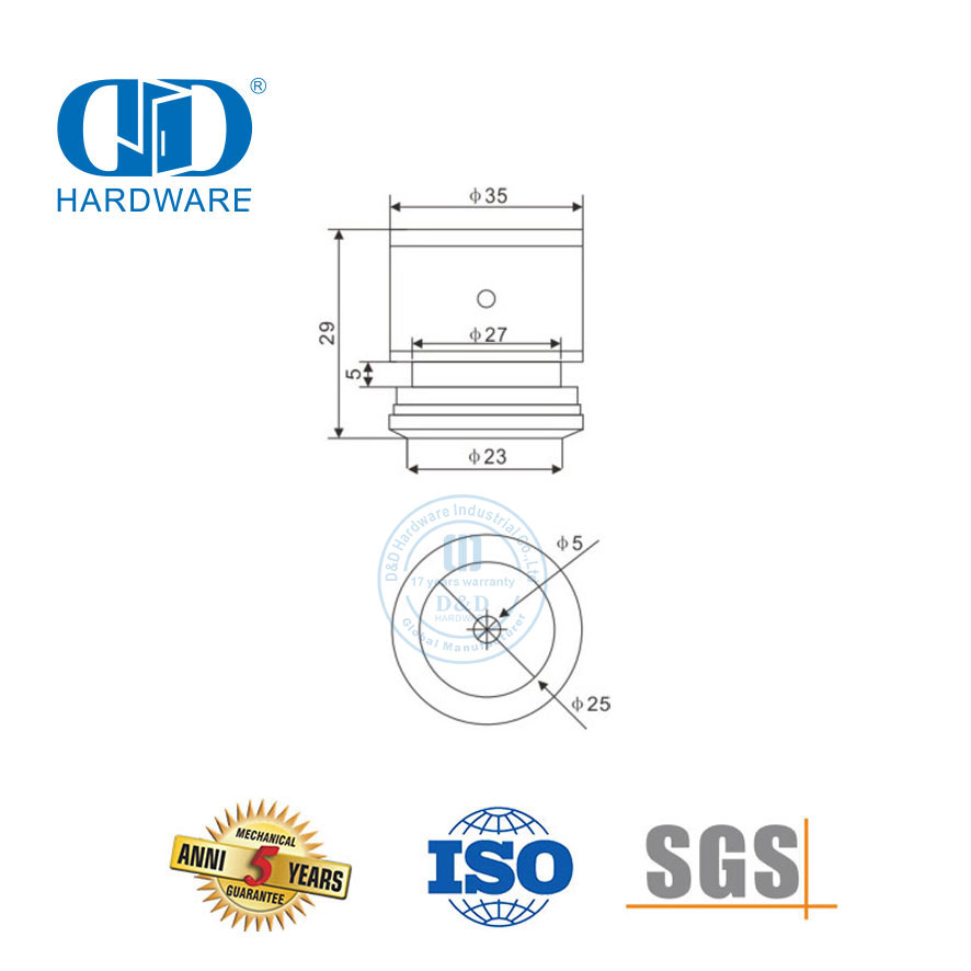 Verstellbare Einpunktbefestigung aus Edelstahl, Glastür-Schwenksystem, Schiebetür-Hardware-DDGP024