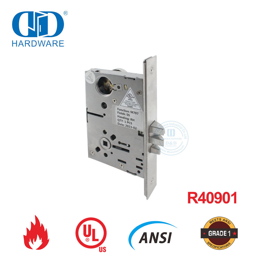 UL-gelistetes Brandschutz-Einsteckschloss für Lagerraum- oder Schranktüren-DDAL07